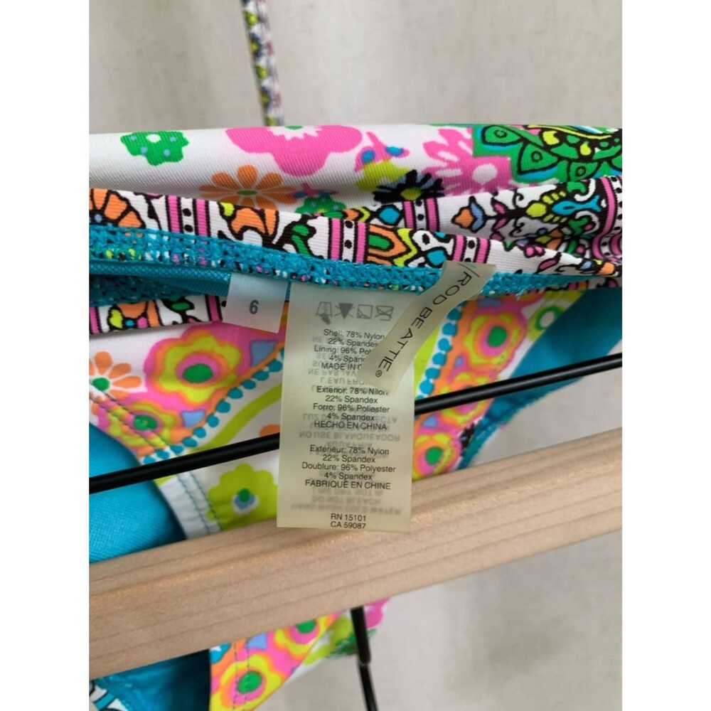 Rod Beattie Bleu Colorful Paisley Halter Bikini Set Tassels Teal Neon Accents 6 - Picture 10 of 10